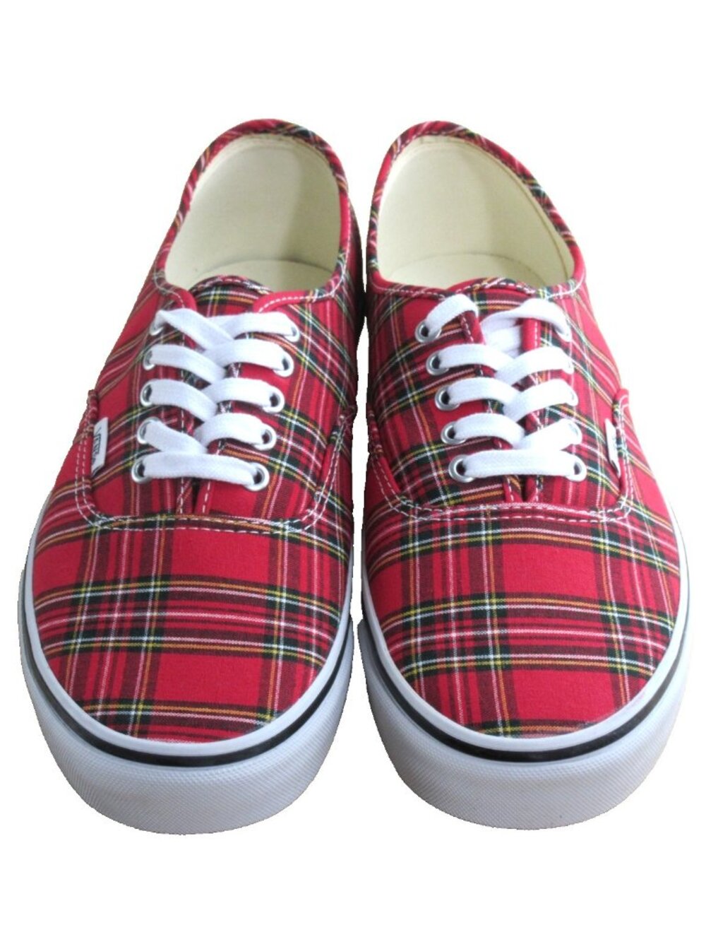 Vans Men's Authentic Plaid Red Canvas Casual Skate Boat shoes Size 11.5 NEW